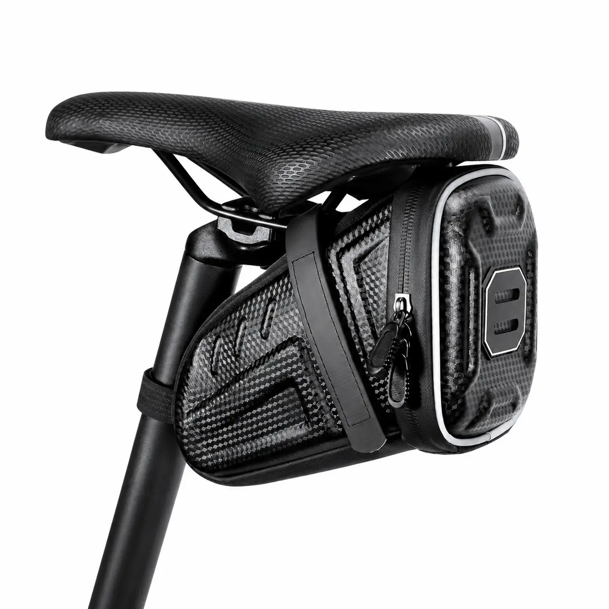 Hard-Shell Bicycle Saddle Bag with Integrated Cushion, Waterproof Rear-Mount Storage for Road and Mountain Bike Tools and Essentials, 1.5L