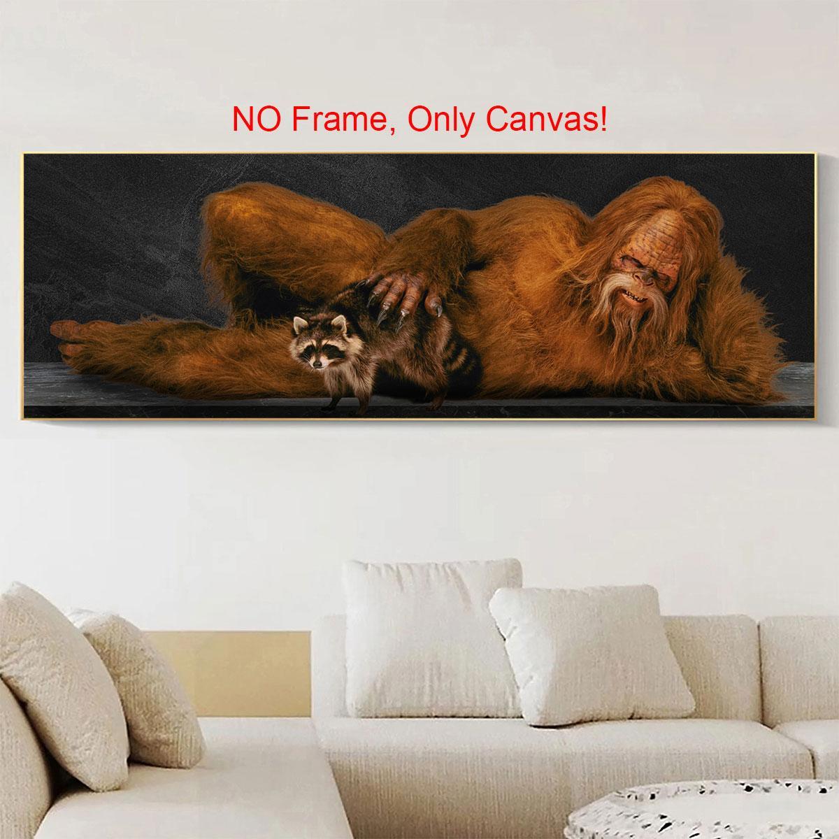 Sasquatch Pattern Canvas Painting without Frame, Unframed Art Print, Modern Wall Art, Wall Art Decor for Home Living Room Bedroom Office, Poster