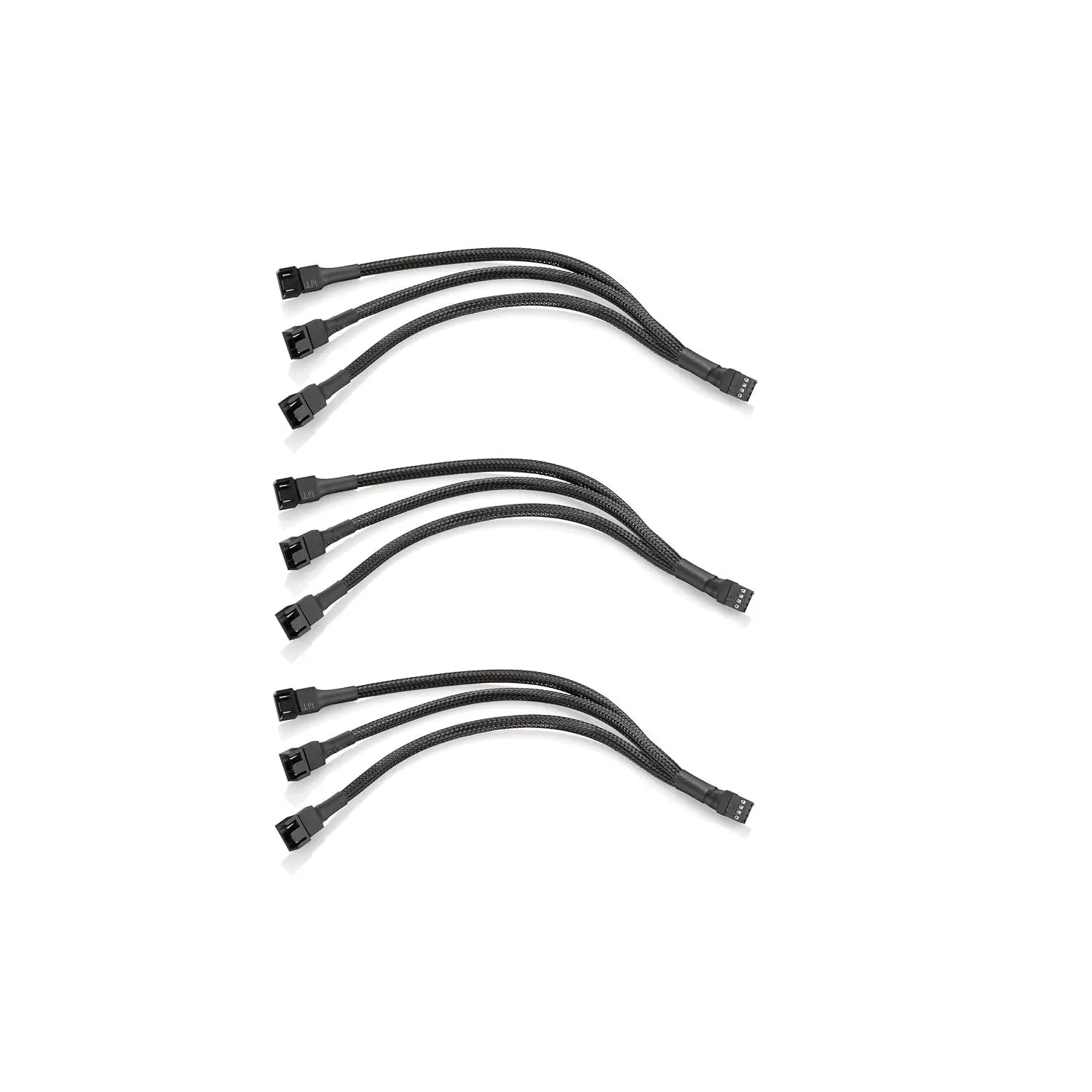 PWM Fan Splitter  10 inches, 3 Pack, Black, 3 Way 4 Pin PC Fan Extension , CA PWM Fan Extension , for  ATX Case 4-Pin/3-Pin Cooling Fan