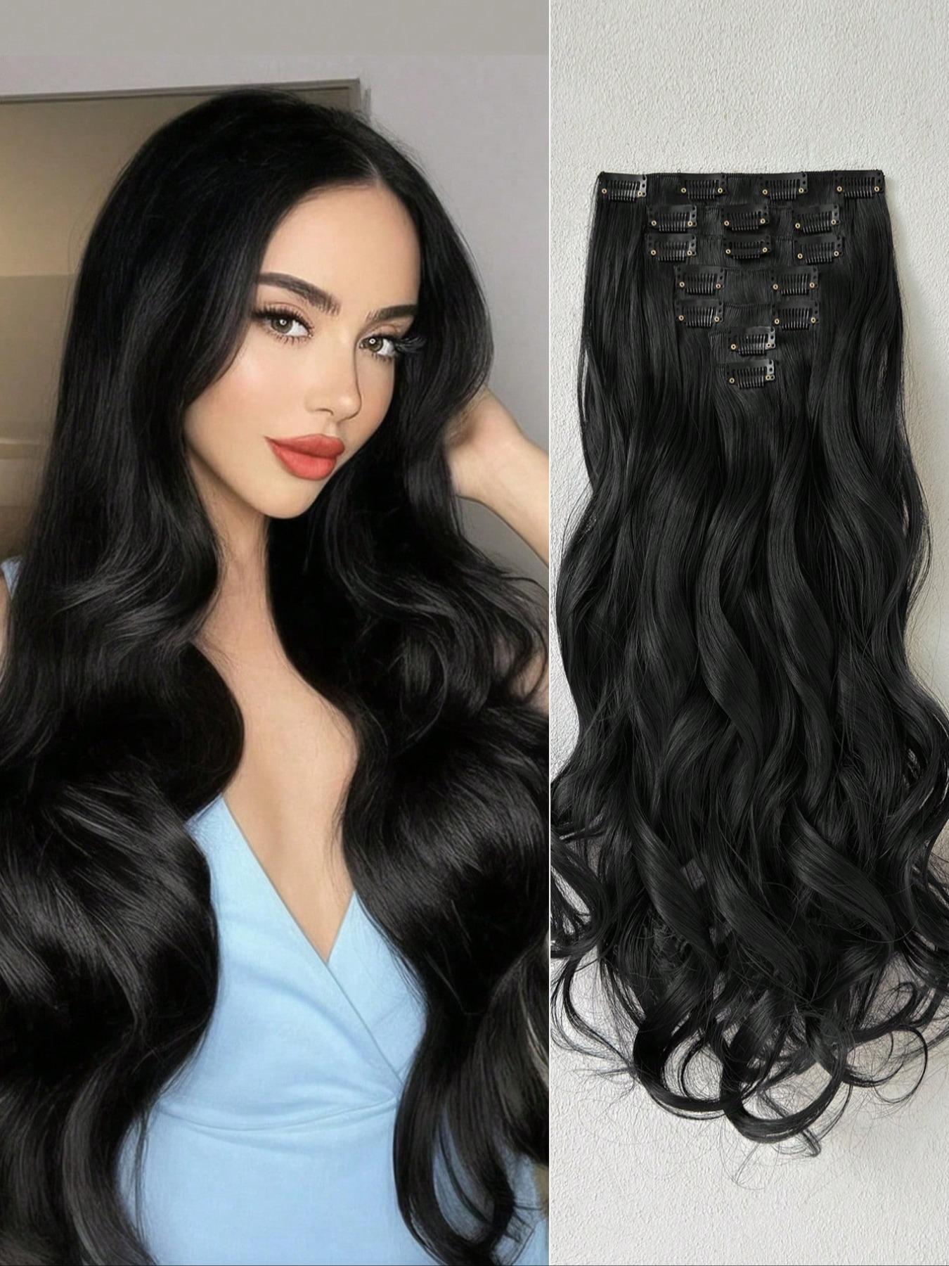 Women's Long Straight Hair Extensions, 16 Clips 22 Inches Synthetic Fiber, Natural Smooth Look, Easy Daily Wear & Special Occasions, Synthetic Wiglets, Synthetic Clip Hairpiece