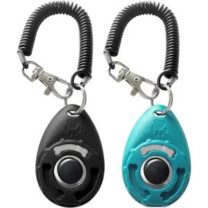 Dog Training Clicker with Sring Wrist and Keyring - Training Clickers for Puppy Cat Bird Horse, Pet Behavior Aids Training Tools