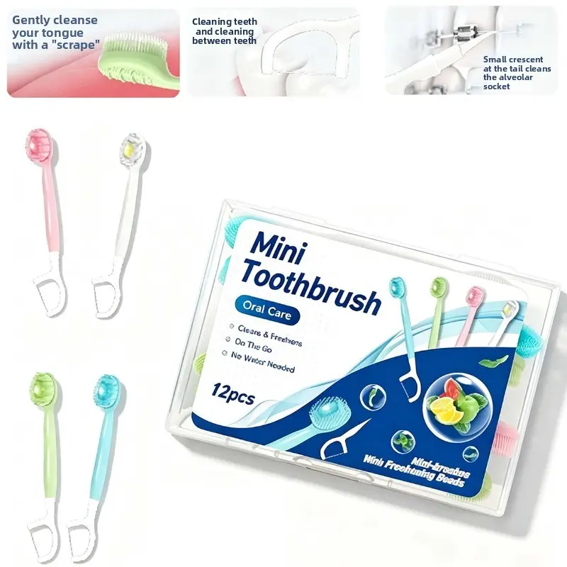 Bead Toothbrush, Multifunctional Dental Floss, Fresh Breath, Oral Cleaning, Travel Portable Disposable Soft-Bristle Toothbrush