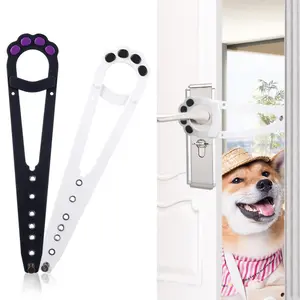 Adjustable Cat Door Strap Latch, Flex Security Home Door Holder to Keep Dogs and Baby Out of Litter Box & Cat Food, No-Measure Pet Door Latch for Most Knobs & Handles, Cat In Dog Out Door Prop Lock