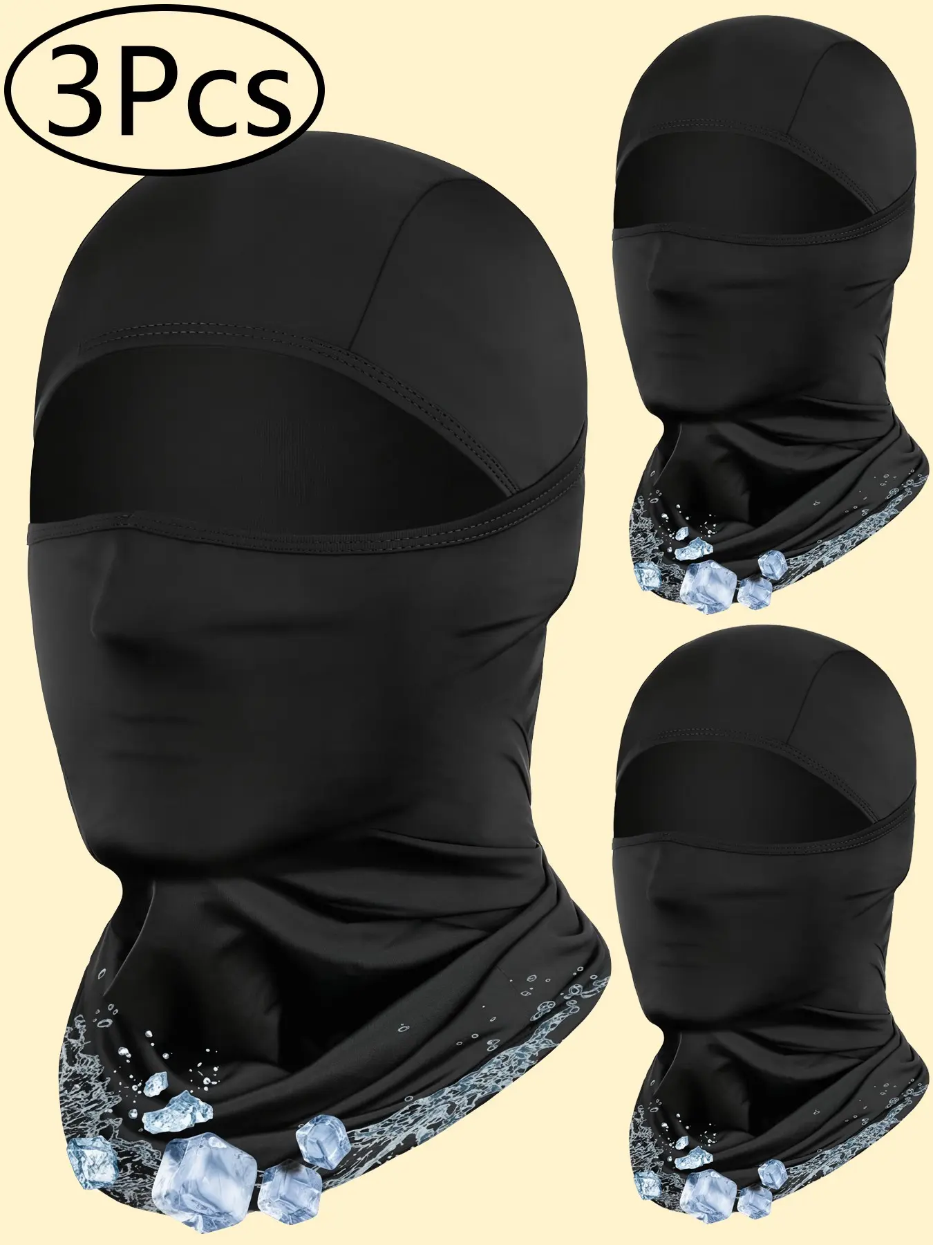 3PCS Ice Silk Summer Sun Protection Head Cover, Cycling Face Mask Outdoor Fishing Sports Breathable Motorcycle Helmet Unisex