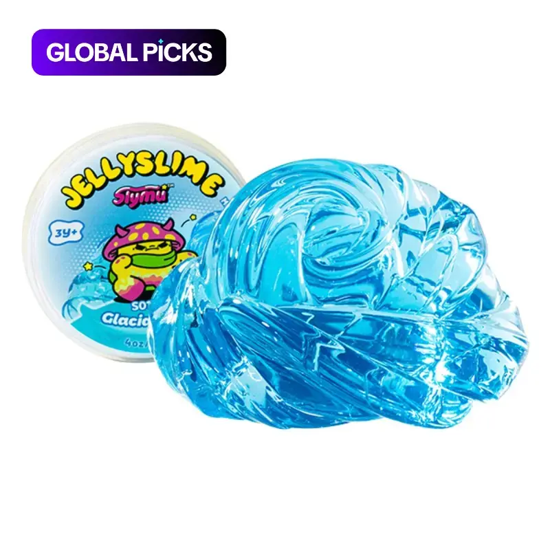 Slymu Jelly Slime Glacial Ooze - Clear, Blue, Unscented, Sensory Fidget Toys, Squish Squishy, Satisfying Squishy, 4 oz, Stress Relief, ASMR, Crisp Texture, Party Favors for Kids, Birthday Gifts, Goodie Bag Stuffers #GLOBAL PICKS