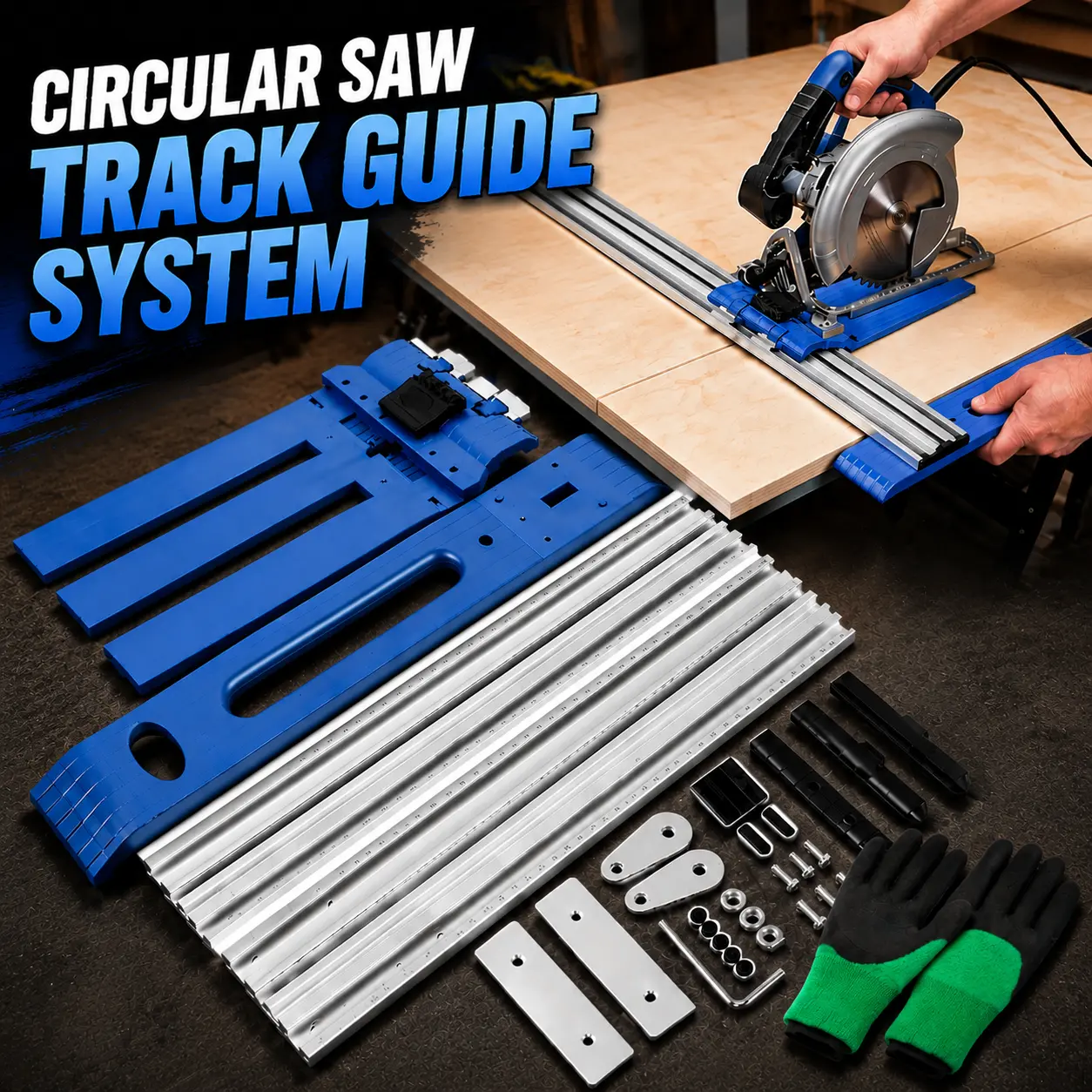 Circular Saw Guide Rip-Cut Precision Cutting Tool for Regular Side-Blade Circular Saws Woodworking Tool for Home Improvement DIY Projects