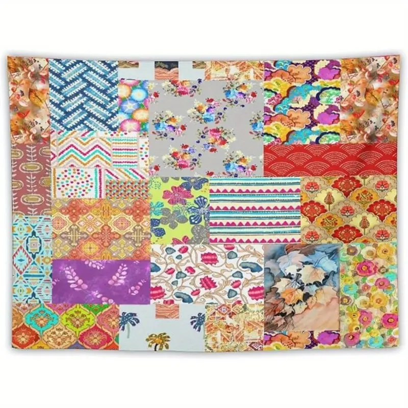 1pc 40X60Inch Bohemian Patchwork Tapestry Wall Decor - Vintage Floral And Geometric Patterns, Multi-Color Mix-And-Match Design, Made of Durable Fabric in Light Beige, Suitable for Bedroom, Living Room, Dormitory Decoration - Bohemian Home Decor