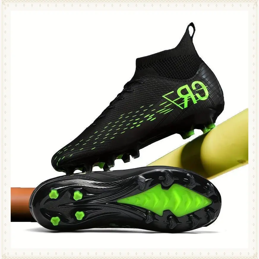 New Men'S Soccer Shoes Anti-Slip Boots AG Spikes Professional Competition Training Shoes Outdoor Lawn Football Boots Adult Breathable High-Top Soccer Cleats Couple Lightweight Classic Black Sports Football Shoes.dandy