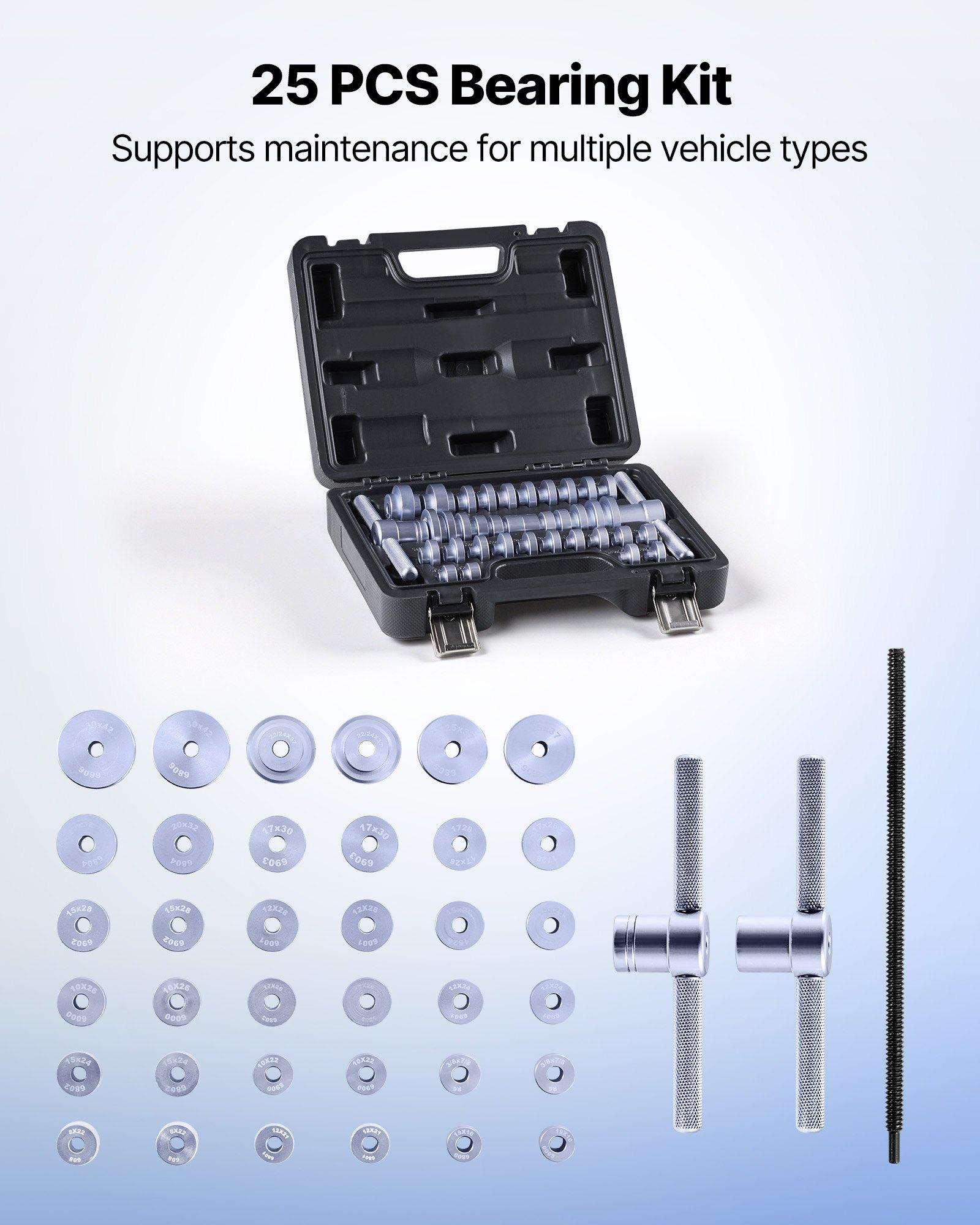 【FathersDayGift】 VEVOR Bearing Press Kit, 25 Pcs, Bearing Race and Seal Driver Set with Bushings & Wrenches, Bushing Driver Tool Set, Heavy Duty Aluminum Alloy Seal Removal Installation Tool Kit with Storage Case Socket Tool Kit