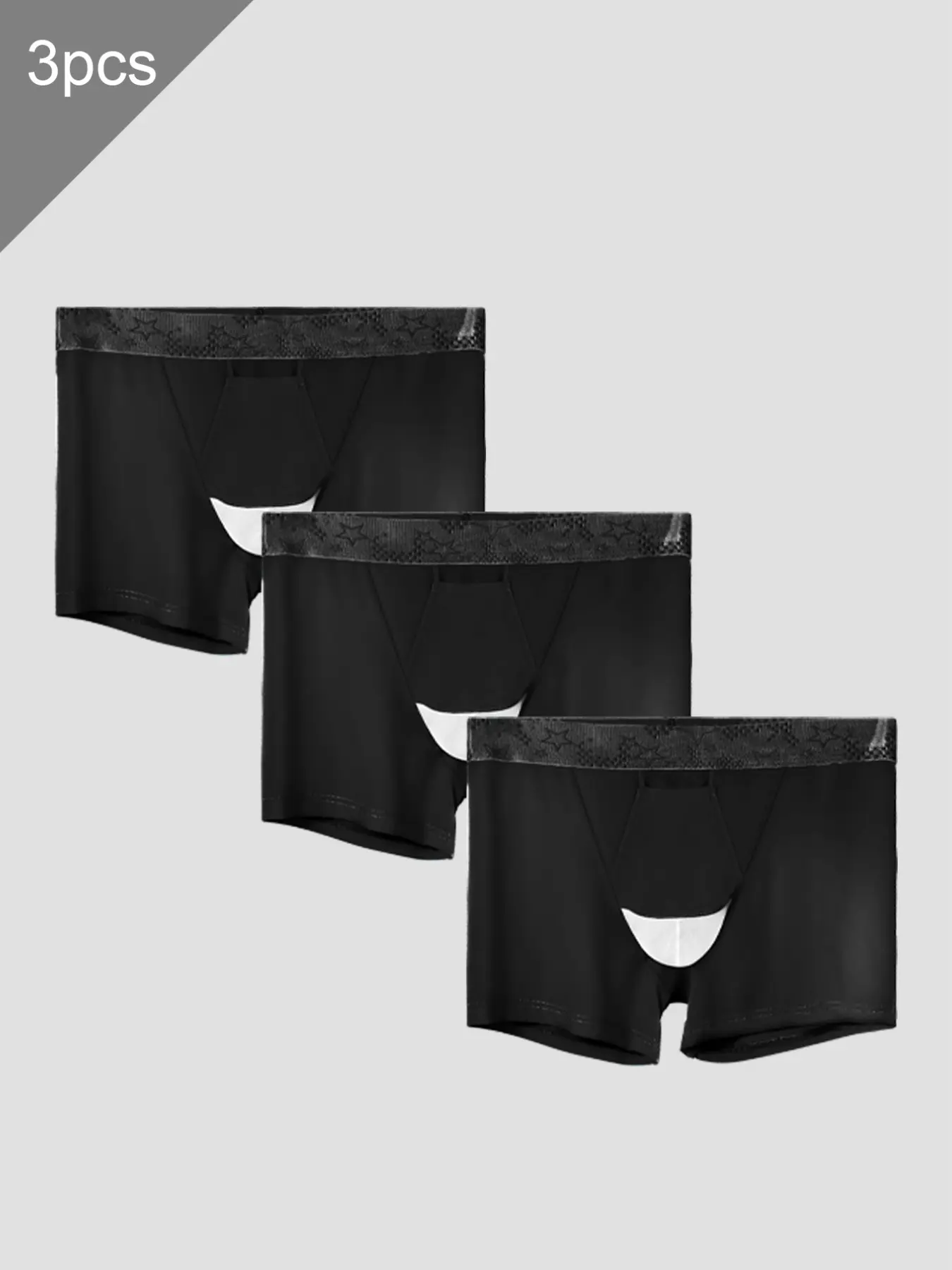 3-Pack Varicocele Underwear for Men, Ice Silk Breathable Summer Thin Boxer Briefs, Scrotum Support Gun-Style Separated Design, Flat Front Short Pants