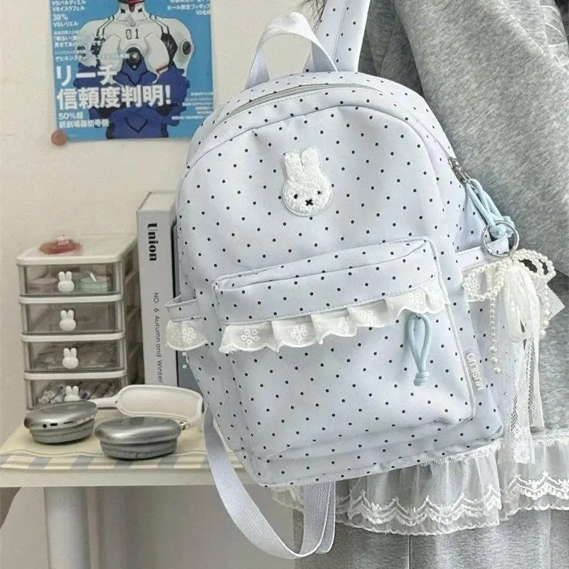 Anime Polka Dots New Lace Miffy Backpack Good Looks Cute School Bag Versatile Backpack Lovely Kawaii Sweet Personality Cartoon