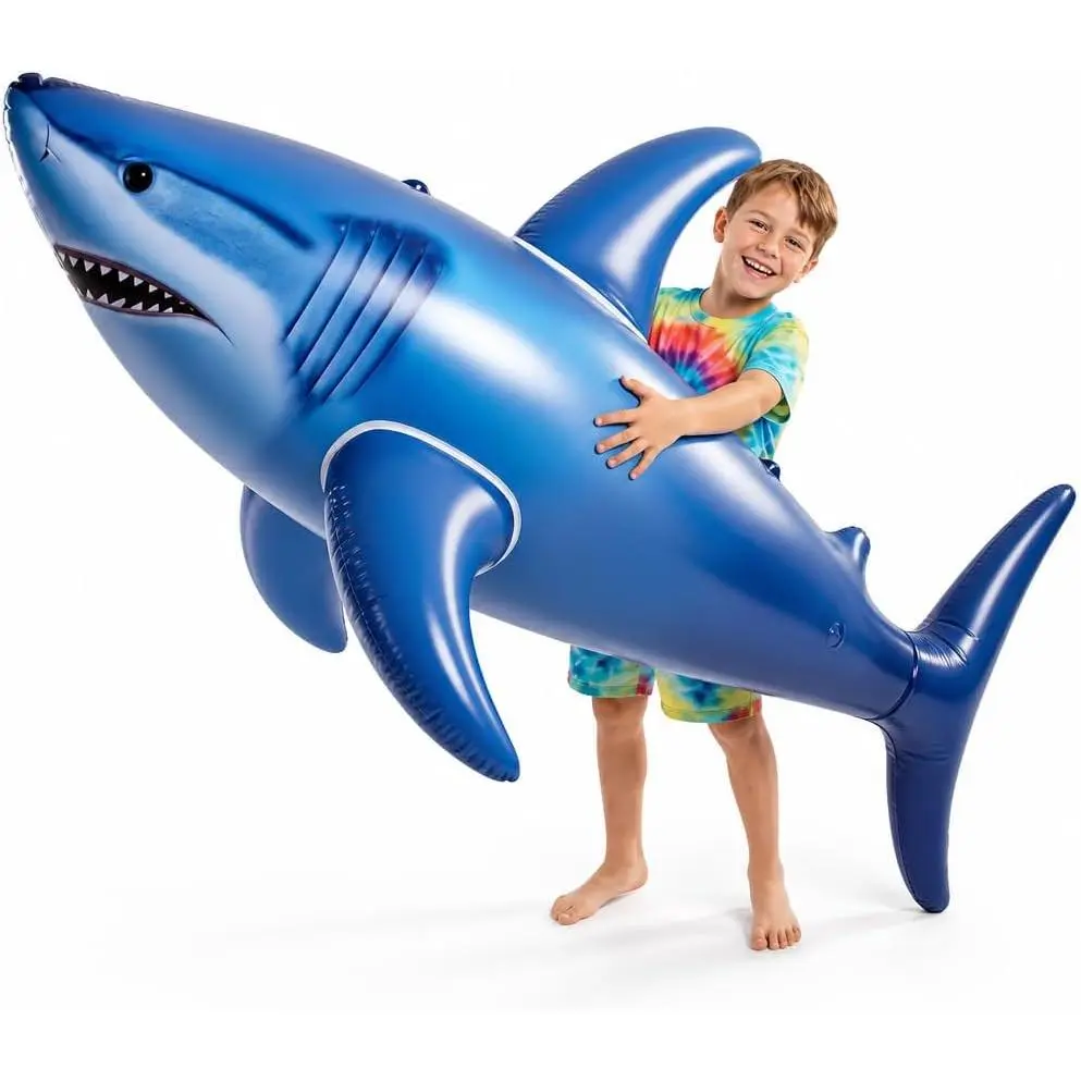 Inflatable Shark Pool Float 75" - Large Blow-Up Shark Toy for Kids, Teens & Adults - Swimming Pool Toy, Ocean Theme Birthday Party Decorations, Beach & Summer Toys