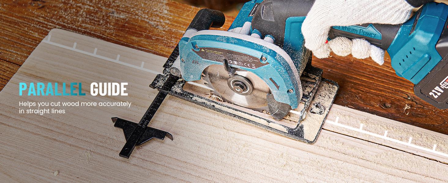 Cordless Mini Circular Saw, SeeSii 4-1/2" Electric Compact Circular Saw with 4.0Ah Battery, 5380RPM, 4 Saw Blades, Rip Guide, Max Cutting Depth 1-11/16"(90°), 1-1/8"(45°) for Wood, Plastic, Soft Metal TCS115A CS410B