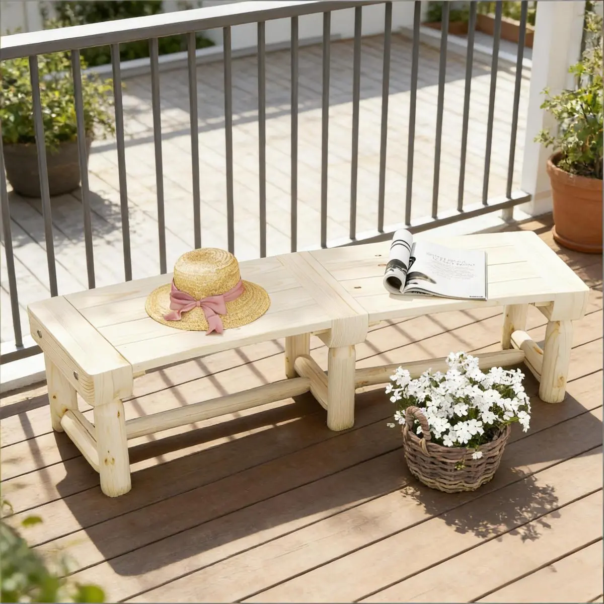Aobtkel Rustic Backless Semicircular Solid Wood Outdoor Bench - 58.25" L x 20" W x 15.75" H, 660 lbs High Weight Capacity, Assembly Required, Patio & Garden Use