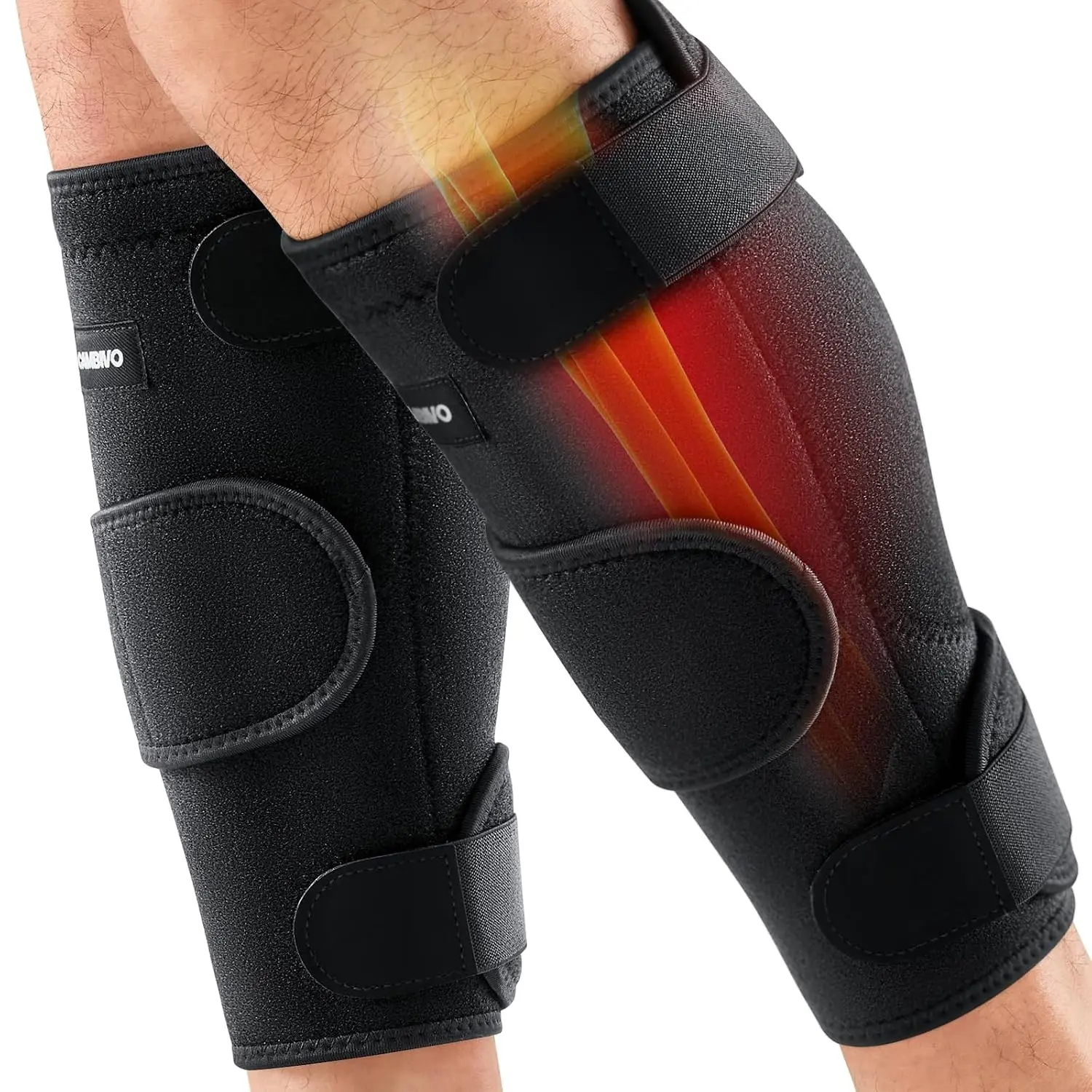 Calf Brace for Torn Calf Muscle 2 Pack Adjustable Neoprene Compression Sleeve & Wrap Support for Shin Splints Strain Leg Pain Relief for Men & Women Black Large