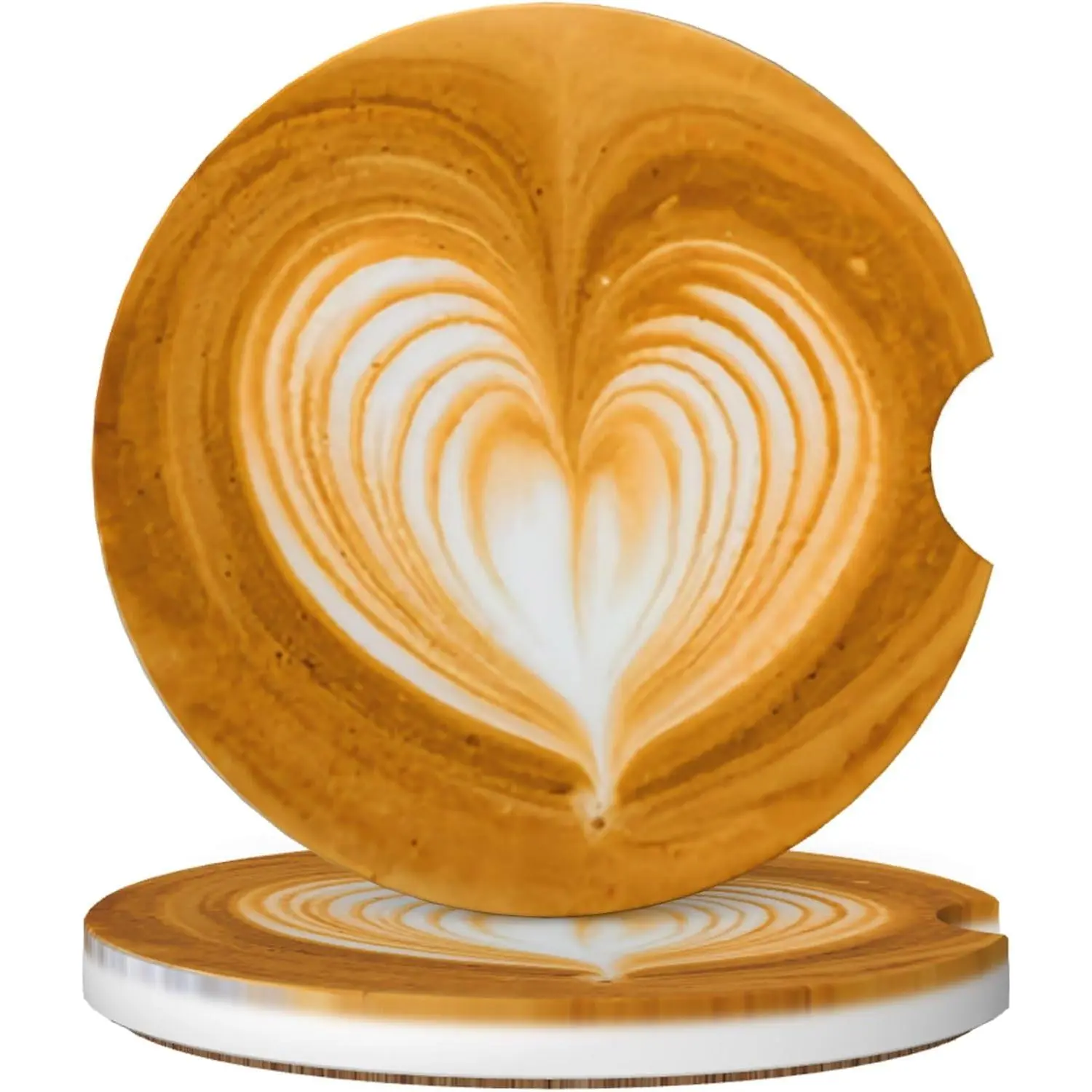 Coasters for Cup Holder 2 Pack - Latte Art Coffee | 2.56 Inch Absorbent Ceramic Drink Cup Coasters for , Anti-Slip Cork Base Interior Accessories for Women & Men