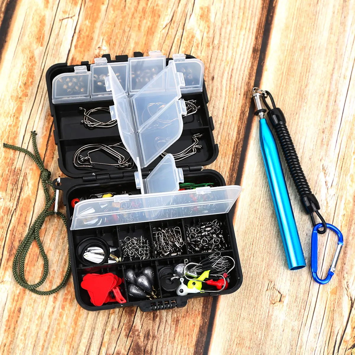187PCS Fishing Tackle Kit with Compartment Box – Includes Hooks, Sinkers, Leaders & Bait Holders, Portable Fishing Accessories Set for Freshwater Anglers