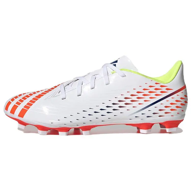 Adidas Predator Edge.4 Unisex Lace-Up AG Football Cleats, Round-Toe Kangaroo Leather, Durable Lightweight Recycled Mix, White/Red Natural Grass Shoes (Maison Mihara Official House White)