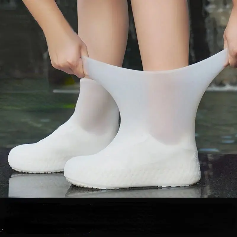 Reusable Waterproof Latex Rubber Shoe Covers for Adults, Free Size, Anti-Skid, Durable, Rain Protection Portable Overshoe Protectors, Reusable Waterproof Disposable Shoe Covers
