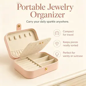 Elegant PU Jewelry Storage Box with Dividers, Two-Layer Portable Travel Jewelry Organizer, Summer Essential, Jewelry Storage Box