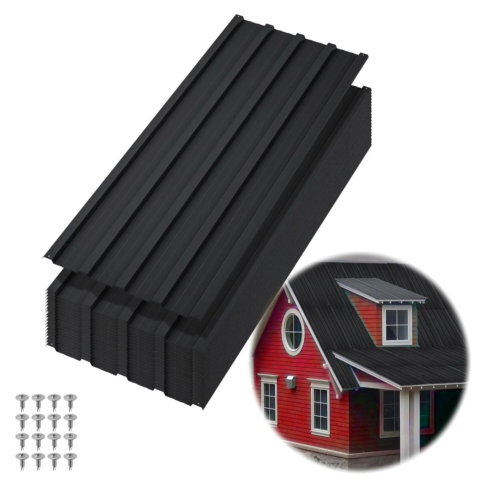 20pcs Metal Roofing Panels Set, Heavy Duty Galvanized Steel Roof Sheets for Shed Barn Garage Carport Chicken Coop, Weatherproof Anti Rust Corrugated Roofing Panels for DIY Outdoor Building