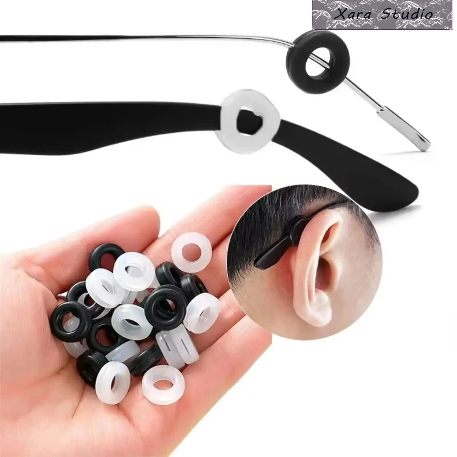 10 Pairs Anti-Slip Silicone Ear Grip Hooks, Glasses Temple Holder Stopper, Soft Silicone Eyeglasses Ear Fastener Bracket, Wear-Resistant Eyewear Retainer Accessories for Daily Use summerwins, Plastic, 10Pair Black, Stainless Steel, Solid Colors, Unisex, S