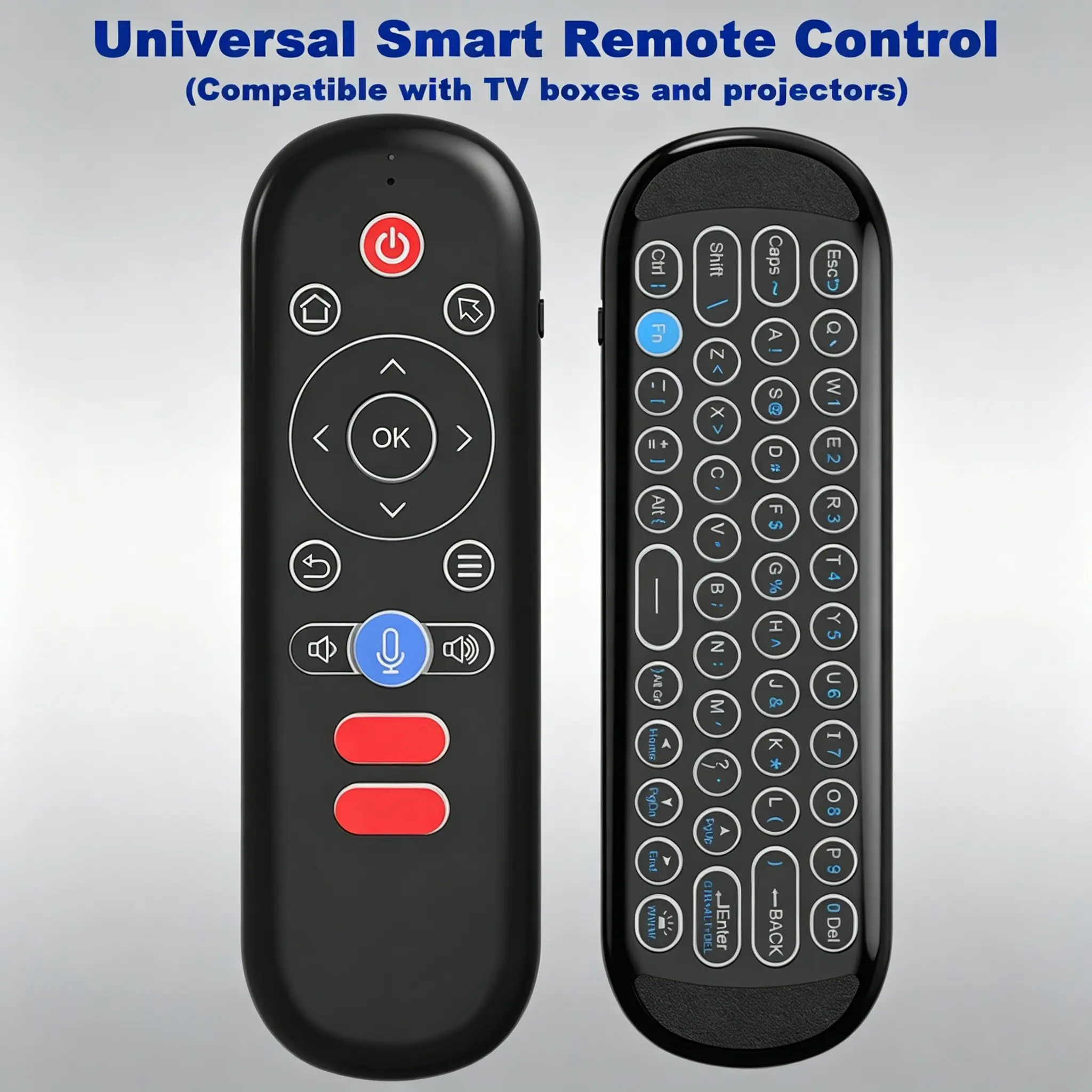 Wireless Smart Air Mouse Remote Control, Rechargeable Home Appliance Remote Control with Mini Keyboard, Backlight, 6-axis Gyroscope, Voice Search, Anti-lost Function Remote Control for Smart TV Wireless Remotes