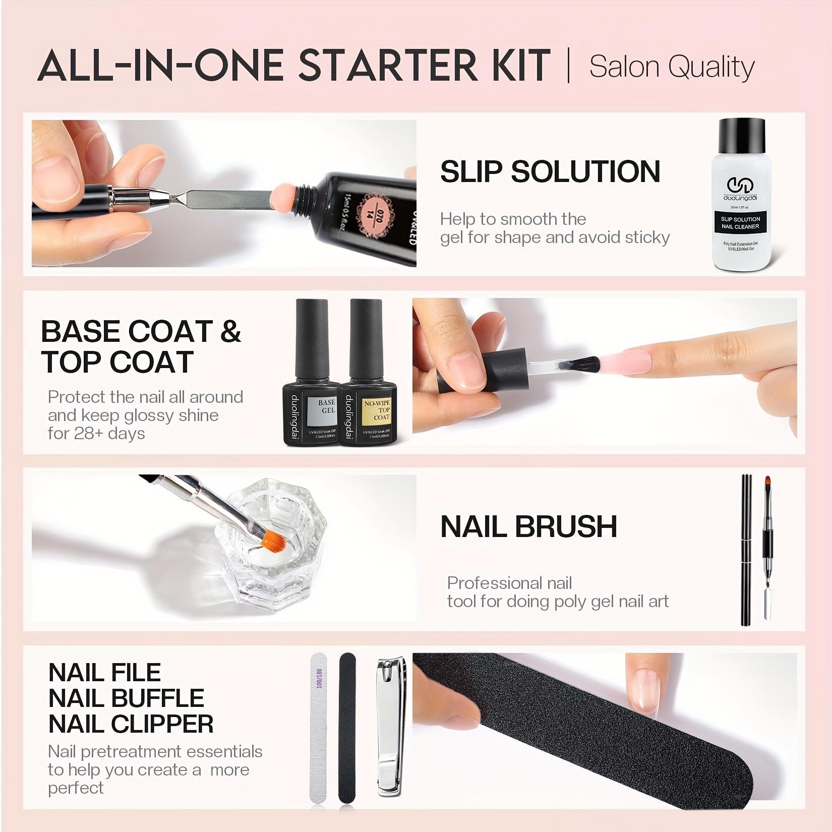 Poly Extension Gel Nail Kit with Lamp, 8 Colors Poly Extension Gel Nail Kit with Base Top Coat, Manicure Salon French Nail Art DIY Kit for Home and Salon, Christmas Gift, Polygel Nail Kit, Poly Gel Nail Kit Complete