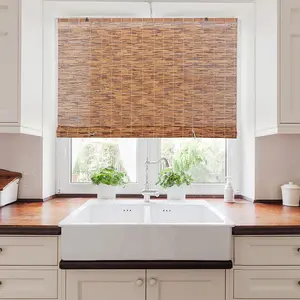 20-BLC4 Light-Filtering Cord-Free Bamboo Reed Roll-Up Blind Shades for Windows, 48 in W x 72 in H, Cocoa