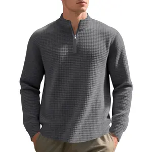 18ACTIVEKITMen's high-quality checkered casual pullover with half zipper design, perfect for spring and autumn, available in multiple colors and sizes