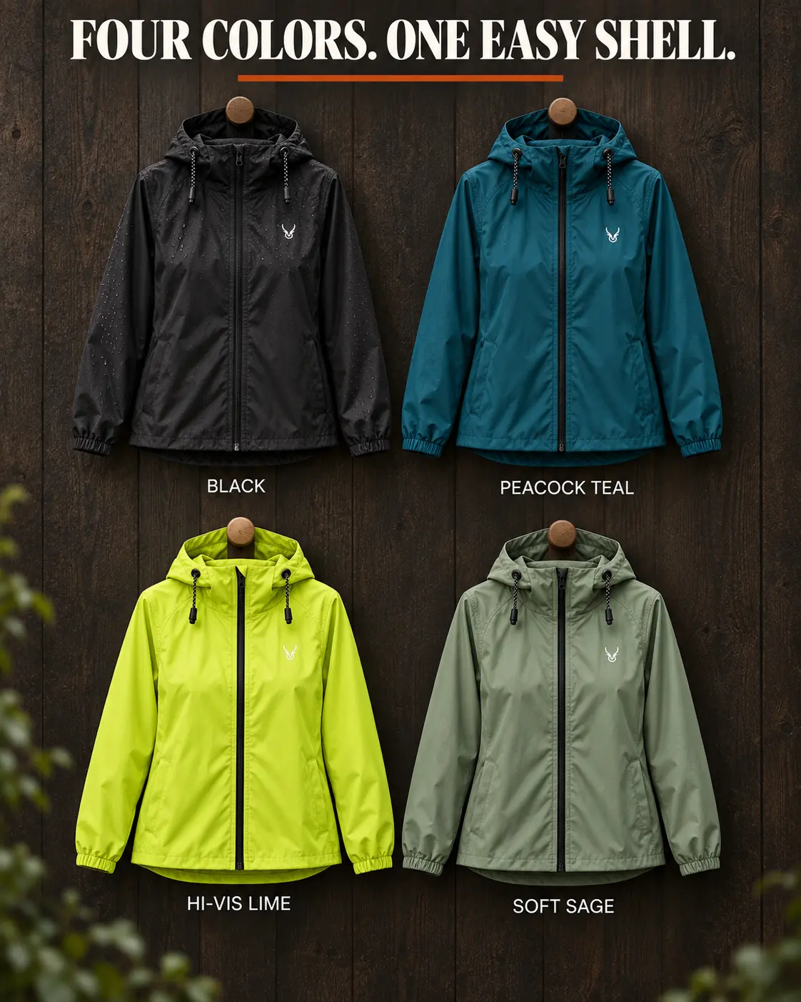 SHDR Women's 2.5-Layer Waterproof Jacket - Lightweight, Windproof Sport Rainwear, Breathable, Packable, Eco-Friendly Shell with Adjustable Hood, Cuffs, Solid Zip-Up Pocket, Durable Travel Outerwear for Hiking, Road Trips