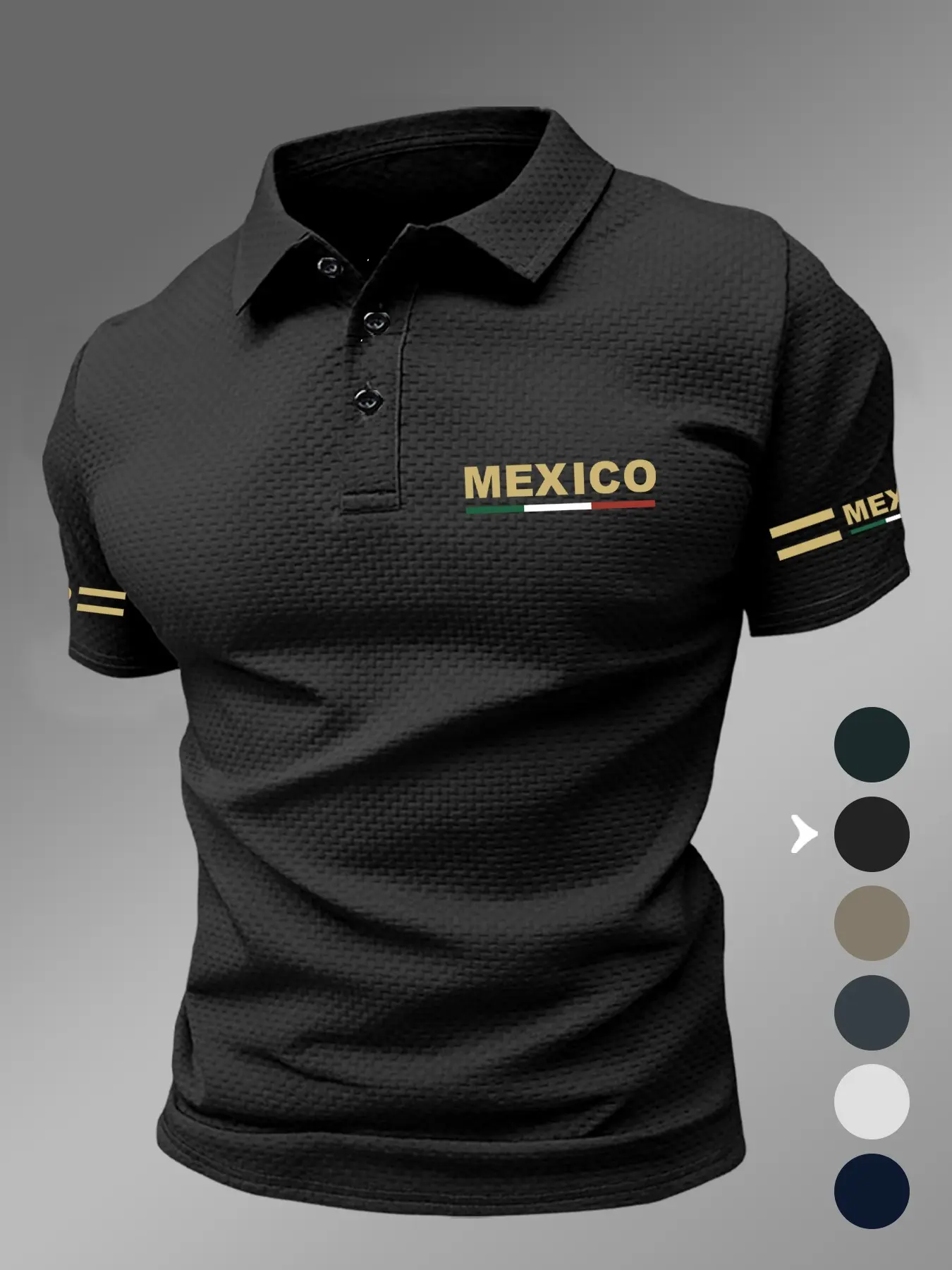 Men's Summer Retro Vintage Mexican City Theme Polo Shirt, Soft Stretch Stain-Resistant Breathable Fabric, Flag Print Design, Breathable Polo Shirts, Ideal for Daily Casual Wear and Outdoor Activities