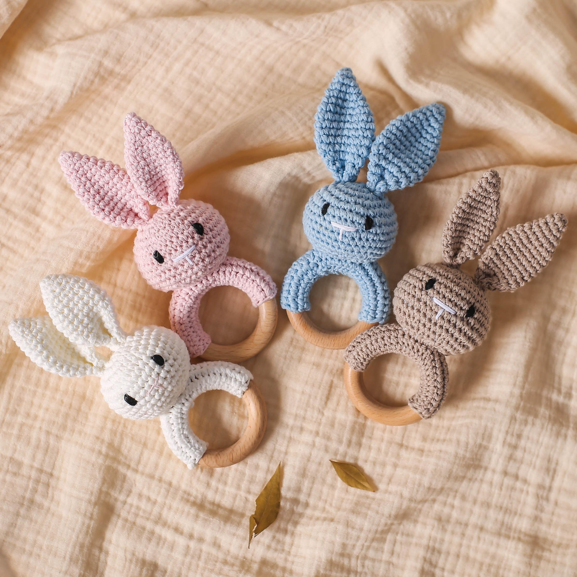 Cute Bunny Rabbit Rattle Toy for Newborn Babies, Handheld Baby Infant Soothing Toy, Perfect Gift for Easter, Must-Have for Moms
