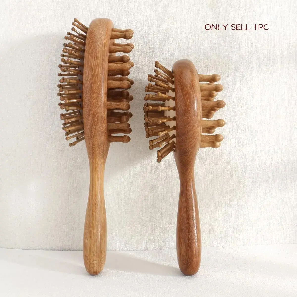 Wooden Natural Hair Care Brush with Wide Teeth, 1 Count Massage Comb for Men Women, Gentle Scalp Massager, Heatless Styling Tool