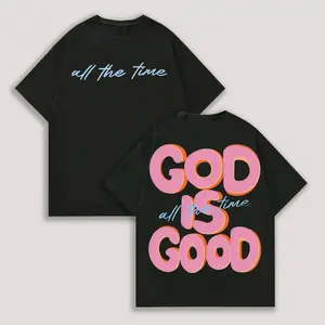 Men's & Women's Oversized T-Shirt GOD IS GOOD Double-Sided Graphic Print Retro Vintage Streetwear Loose Fit Round Neck Short Sleeve 100% Cotton