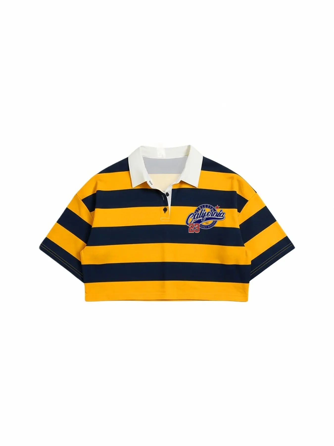 Vintage Colorblock Striped Short Polo Shirt, American Street Loose Classic Casual Style, High Waist Loose Fit, Five-Quarter Sleeves, Turn-Down Collar Top, Summer Polo Shirts