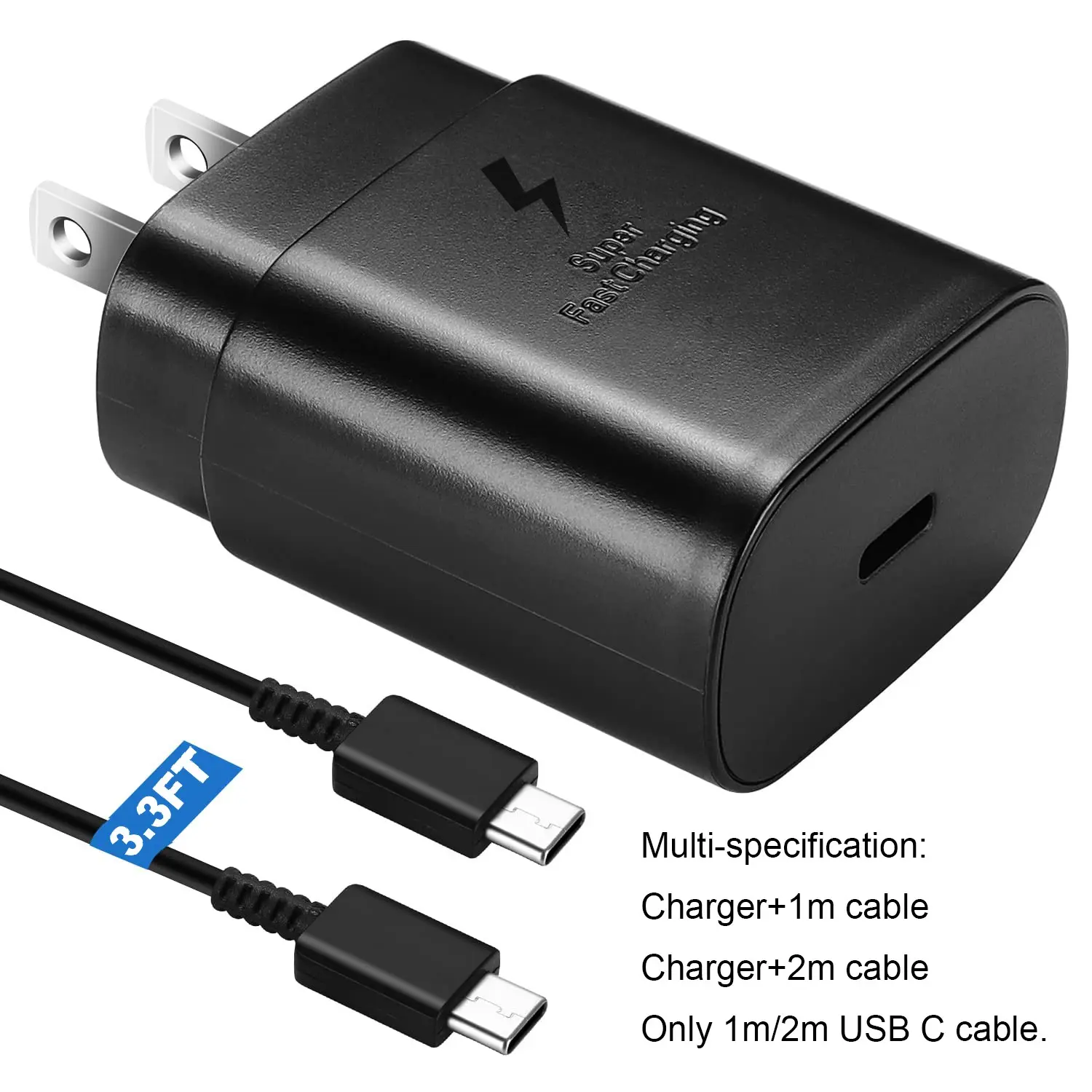 iPhone Charger,1Pack 25W Fast USB C Charger Block, Type C Charger Fast Charging foriPhone 11/12/13/14/15/16/17 Pro Max, XS/XR/X, Ipad Pro, Samsung GalaxySeries/iPad Pro and More (Black, 1 Pack & 1 Cable)