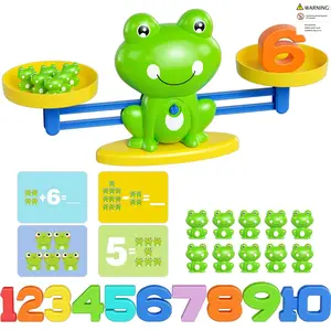 Frog Balance Counting Game, Preschool Math Toy, 20 Frogs, 10 Numbers, 8 Cards, Stem Montessori Toy, Educational Gift for Boys Girls