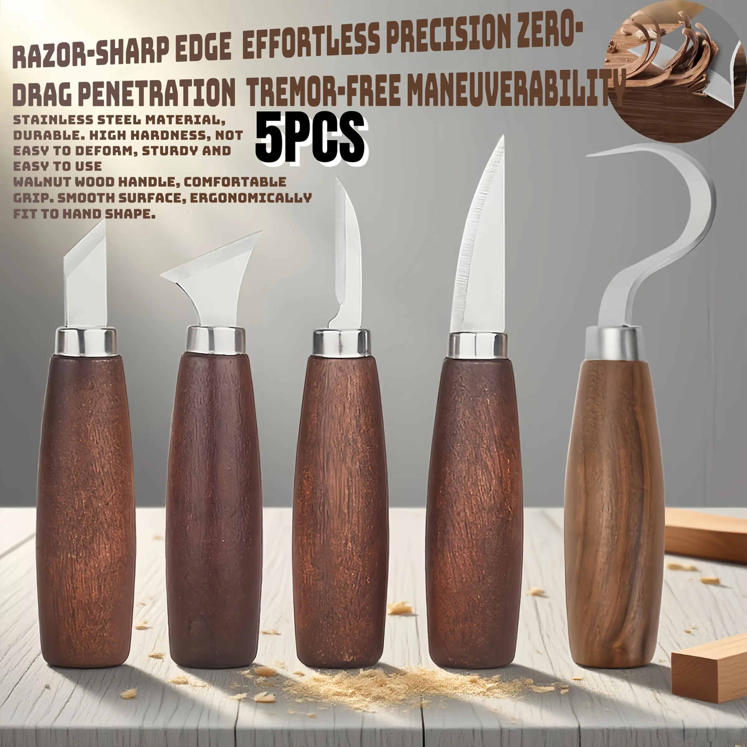 Carbon Steel Carving Knife Set, Durable Woodworking Tools, Carpentry Tools, Precision Carving Kit, Essential Craft Supplies
