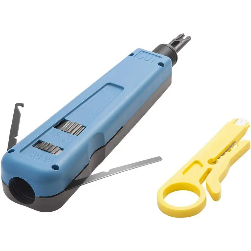 Multifunction Punch Down Tool with 110/88 Blade, Network Wire Stripper & Hook, for Telephone Impact Terminal Insertion, Fits cat5/cat5e/cat6/cat6a Cables