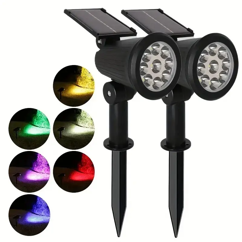 Long range solar outdoor spotlight, color changing spotlight, adjustable auto on/ off flagpole light, home lighting, suitable for garden, home lighting, sidewalk, villa, Halloween essential ambient light, Solar Spotlights