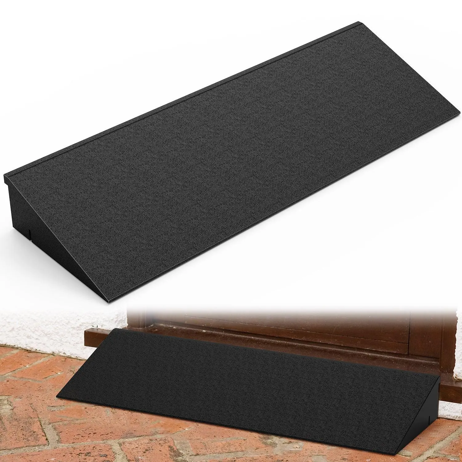 Nilight Natural Rubber Smooth Surface Doorway Ramp - 2.4in Low Profile, 19.7x6.3x2.4in Rectangular Shape, 19.7in Wide Double-Sided, Heavy-Duty Load Capacity, Quick Setup, Stabilized Base, Indoor/Outdoor Home Steps Use, Father's Day Gift, Doorway Ramps