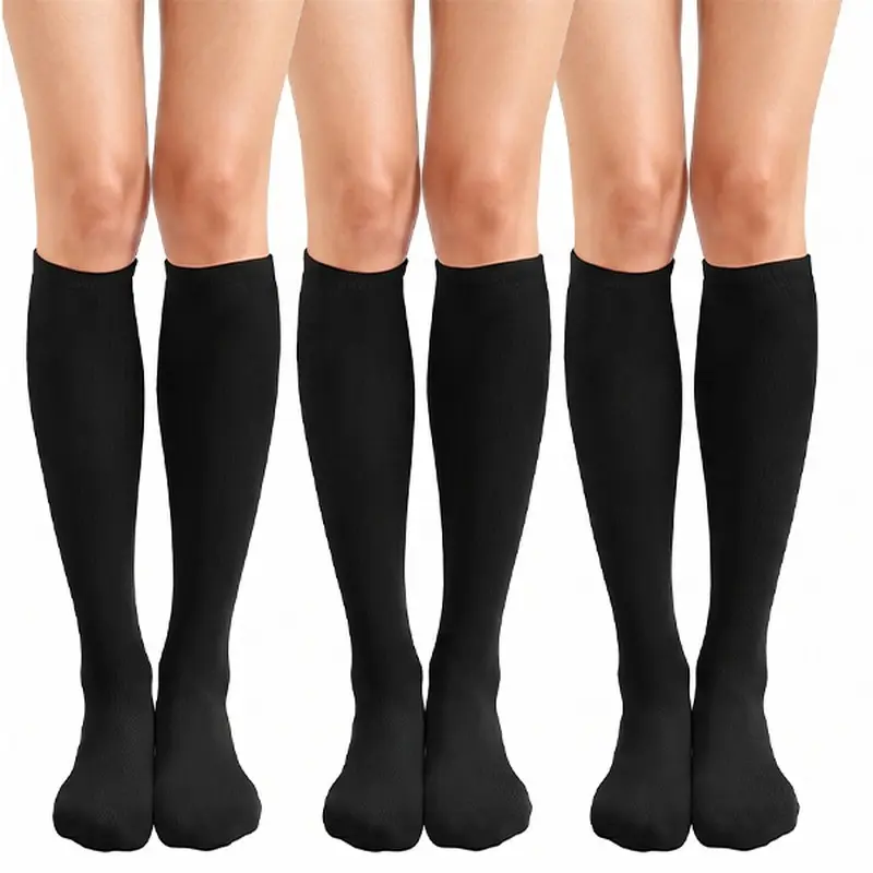 Women's Basic Everyday Knit Ribbed Black Knee-High Socks - Soft, Stretch Calf Socks for School Uniforms and Casual Outfits