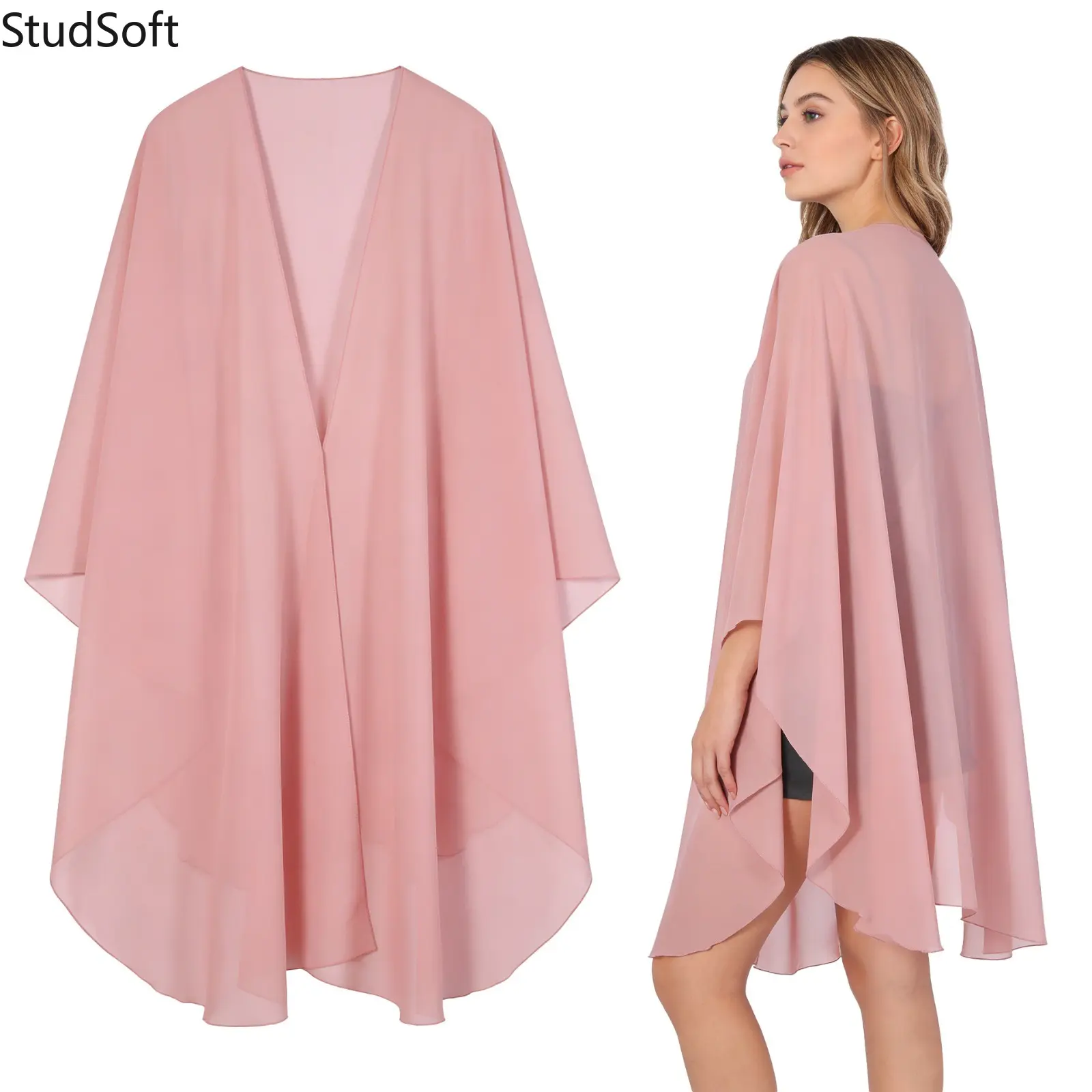 Women's Long Sheer Chiffon Kimono Cardigan, Lightweight Loose Fit Open Front Cover Up, Basic Dressy Wrap for Summer Beach and Parties,back to school,back to school haul