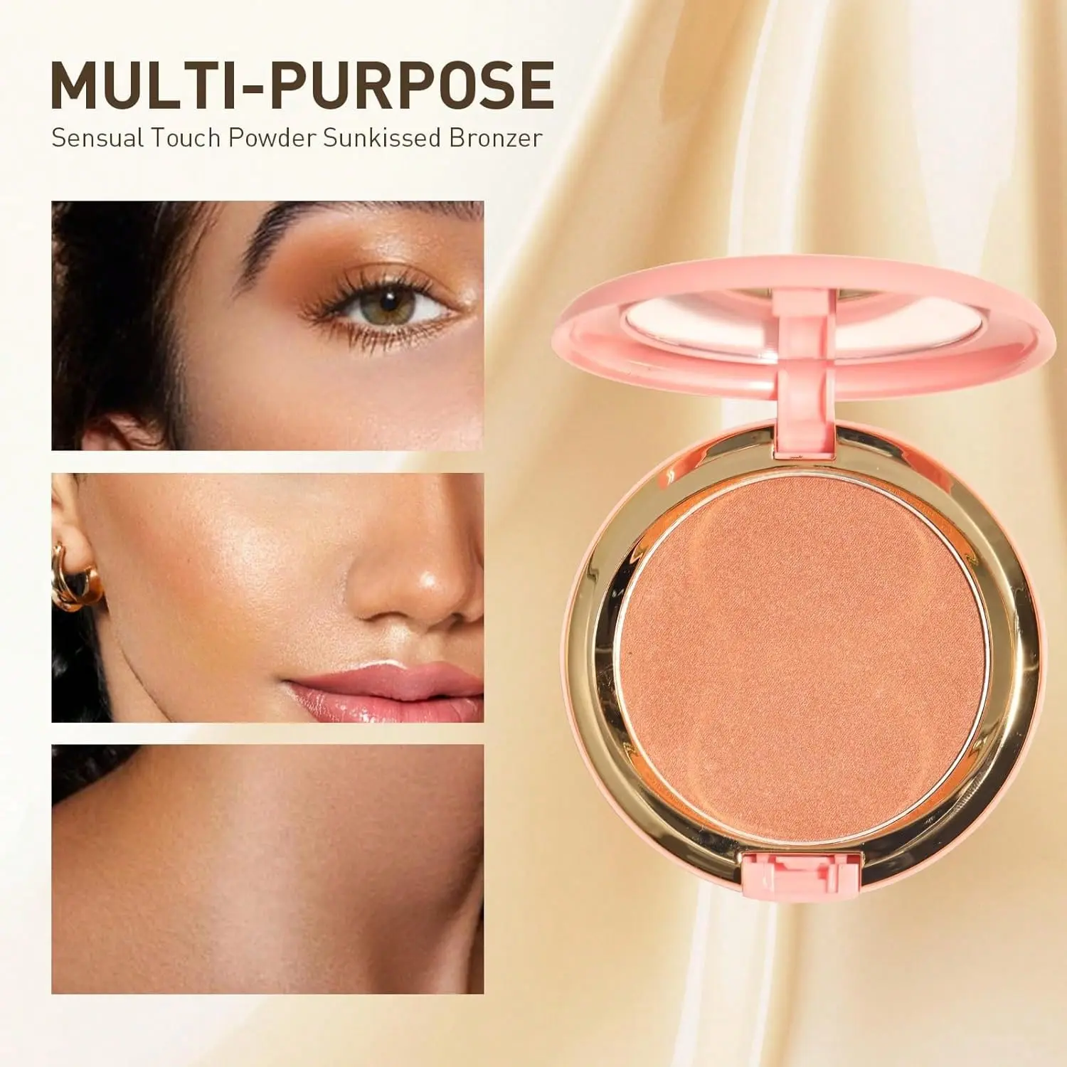 buaulyglazed Bronzer Powder, Long-Wearing & Waterproof Tinted Face Contour with Mirror, Smooth Pressed Powder for a Flawless Matte & Shimmer Sun-Kissed Glow, Water Proof, Radiance, Silky, #Sunkissed Bronzer, Cosmetic, Compact, Makeup