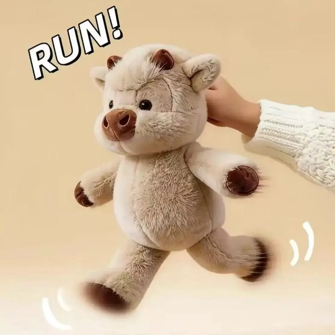 New Run Series Scottish Highland Calf Plush Toy Doll, Small Pig Hoho Stuffed Animal， Great Gift For Kids, Cow Stuffed Animal, Cute Stuffed Animal, Soft Huggable, Stuffed Farm Animals