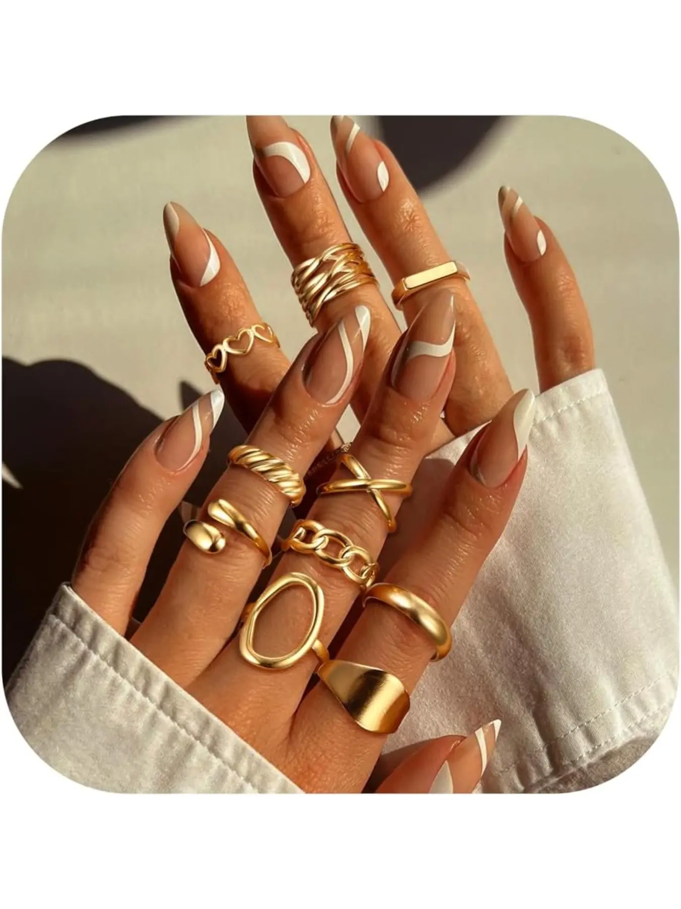 10pcs Chunky Rings for Women, Adjustable Stackable Rings Set, Dome Thick Braided Twisted Trendy Knuckle Thumb Finger Rings