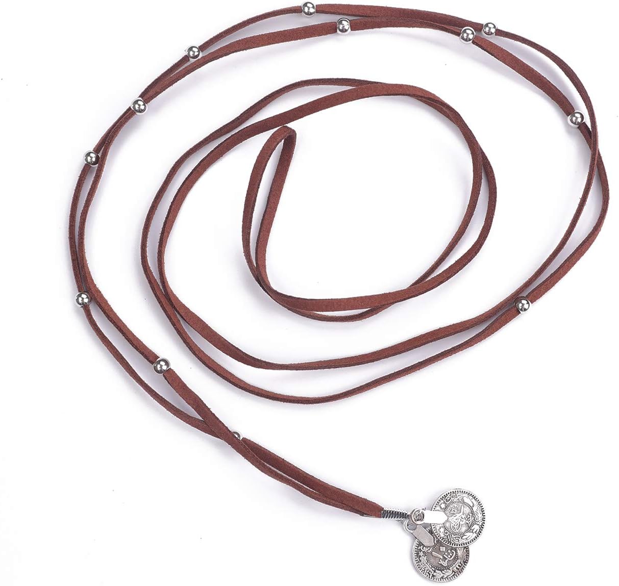 Bohemian Brown Wrap Velvet Choker Long Chain Tassel Necklace for Women