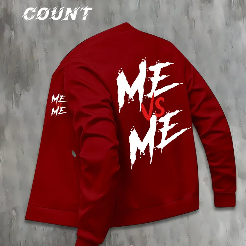 Men's Graffiti Print Baseball Collar Long Sleeve Classic Casual Jacket, Loose Fit, Wrinkle-Resistant Breathable Fabric, American Street Style, Spring Fall Zipper Outerwear