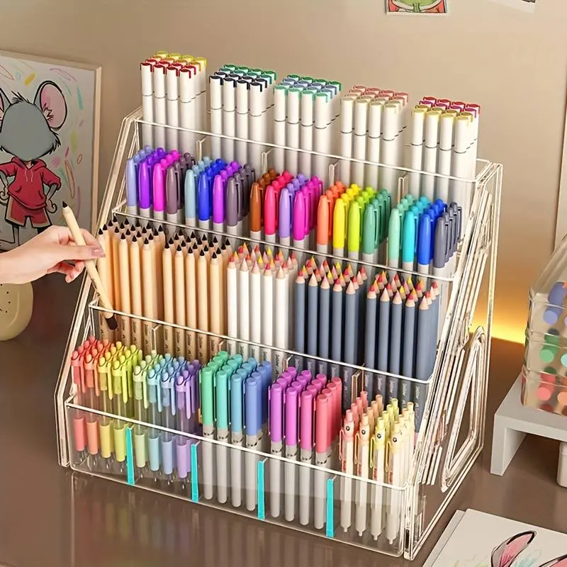 1PC Large-Capacity Pen Holder Storage Rack - Office Accessories Organizer, Brush Storage Box for Pencils, Markers, Craft Lovers - Ideal for Home, Office Use